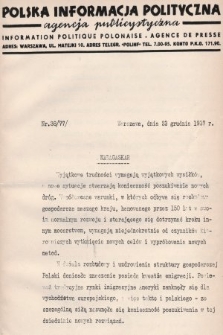 Polska Informacja Polityczna : agencja publicystyczna = Information Politique Polonaise : agence de presse. 1937, nr 38 (77)