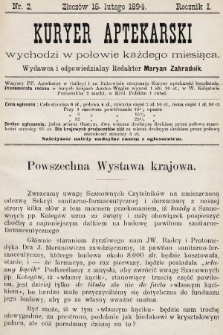 Kuryer Aptekarski. 1894, nr 2