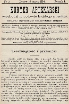 Kuryer Aptekarski. 1894, nr 3