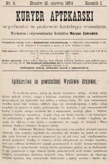 Kuryer Aptekarski. 1894, nr 6