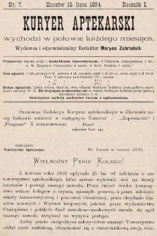 Kuryer Aptekarski. 1894, nr 7