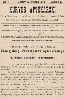 Kuryer Aptekarski. 1894, nr 9