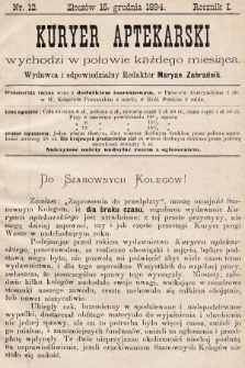 Kuryer Aptekarski. 1894, nr 12