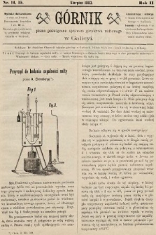 Górnik : pismo poświęcone sprawom górnictwa naftowego w Galicyi. 1883, nr 14 i 15
