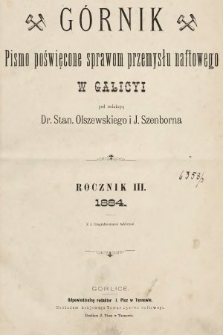 Górnik : pismo poświęcone sprawom górnictwa naftowego w Galicyi. 1884, indeks