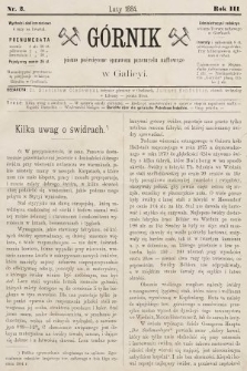 Górnik : pismo poświęcone sprawom górnictwa naftowego w Galicyi. 1884, nr 2