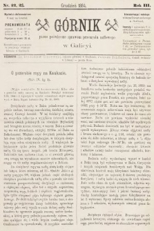Górnik : pismo poświęcone sprawom górnictwa naftowego w Galicyi. 1884, nr 22 i 23
