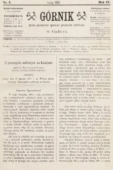 Górnik : pismo poświęcone sprawom górnictwa naftowego w Galicyi. 1885, nr 4