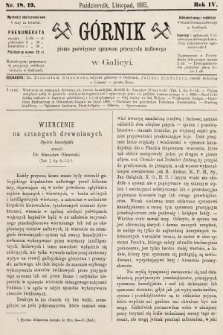 Górnik : pismo poświęcone sprawom górnictwa naftowego w Galicyi. 1885, nr 18 i 19