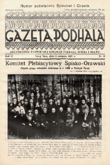 Gazeta Podhala : dwutygodnik poświęcony sprawom Podhala, Spisza i Orawy. 1937, nr 16