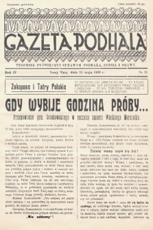 Gazeta Podhala : tygodnik poświęcony sprawom Podhala, Spisza i Orawy. 1939, nr 21