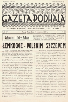 Gazeta Podhala : tygodnik poświęcony sprawom Podhala, Spisza i Orawy. 1939, nr 25