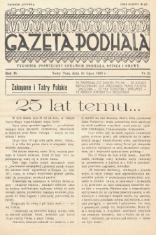 Gazeta Podhala : tygodnik poświęcony sprawom Podhala, Spisza i Orawy. 1939, nr 31