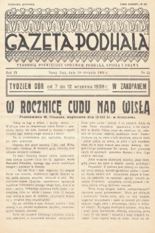 Gazeta Podhala : tygodnik poświęcony sprawom Podhala, Spisza i Orawy. 1939, nr 34