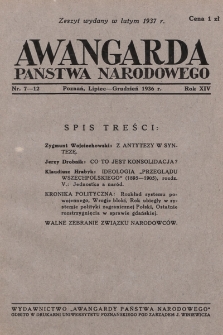Awangarda Państwa Narodowego. 1936, nr 7-12