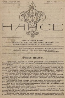 Harce : pismo młodzieży polskiej : organ oficjalny Naczelnictwa Harcerskiego. 1918, nr 7-8