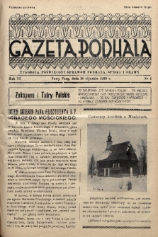 Gazeta Podhala : tygodnik poświęcony sprawom Podhala, Spisza i Orawy. 1938, nr 4