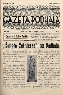 Gazeta Podhala : tygodnik poświęcony sprawom Podhala, Spisza i Orawy. 1938, nr 32
