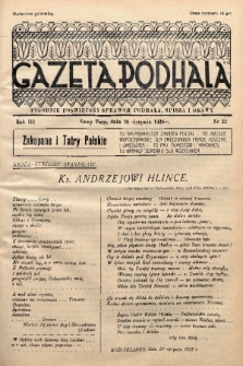 Gazeta Podhala : tygodnik poświęcony sprawom Podhala, Spisza i Orawy. 1938, nr 34