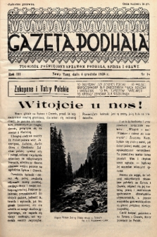Gazeta Podhala : tygodnik poświęcony sprawom Podhala, Spisza i Orawy. 1938, nr 48