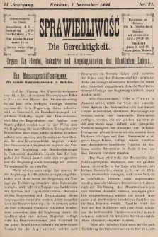Sprawiedliwość = Die Gerechtigkeit : Organ für Handel, Industrie und Angelegenheiten des öffentlichen Lebens. 1894, nr 21