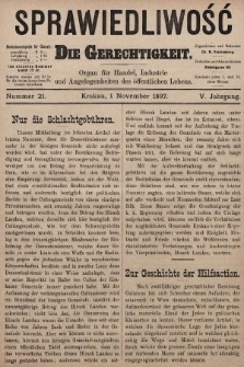 Sprawiedliwość = Die Gerechtigkeit : Organ für Handel, Industrie und Angelegenheiten des öffentlichen Lebens. 1897, nr 21