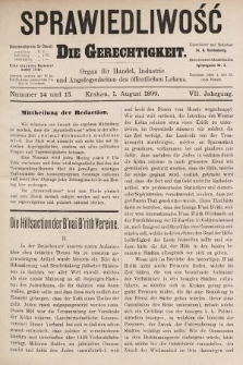 Sprawiedliwość = Die Gerechtigkeit : Organ für Handel, Industrie und Angelegenheiten des öffentlichen Lebens. 1899, nr 14