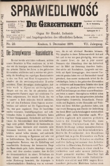 Sprawiedliwość = Die Gerechtigkeit : Organ für Handel, Industrie und Angelegenheiten des öffentlichen Lebens. 1899, nr 23