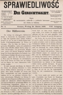 Sprawiedliwość = Die Gerechtigkeit : Organ für oeconomische, culturelle u. politische Interessen der Juden in Galizien. 1900, nr 4