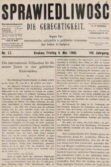 Sprawiedliwość = Die Gerechtigkeit : Organ für oeconomische, culturelle u. politische Interessen der Juden in Galizien. 1900, nr 17