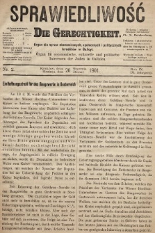 Sprawiedliwość = Die Gerechtigkeit : Organ für oeconomische, culturelle u. politische Interessen der Juden in Galizien. 1901, nr 2