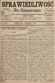 Sprawiedliwość = Die Gerechtigkeit : Organ für oeconomische, culturelle u. politische Interessen der Juden in Galizien. 1901, nr 15-16
