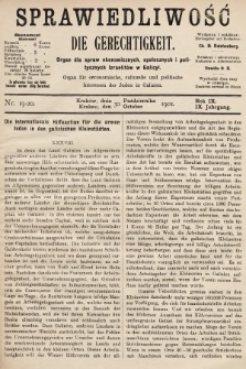 Sprawiedliwość = Die Gerechtigkeit : Organ für oeconomische, culturelle u. politische Interessen der Juden in Galizien. 1901, nr 19-20