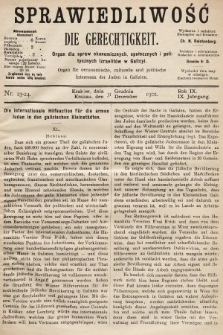 Sprawiedliwość = Die Gerechtigkeit : Organ für oeconomische, culturelle u. politische Interessen der Juden in Galizien. 1901, nr 23-24