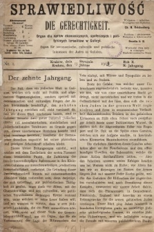 Sprawiedliwość = Die Gerechtigkeit : Organ für oeconomische, culturelle u. politische Interessen der Juden in Galizien. 1902, nr 1