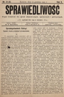 Sprawiedliwość = Die Gerechtigkeit : organ Izraelicki dla spraw ekonomicznych, społecznych i politycznych. 1902, nr 21-22