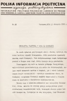 Polska Informacja Polityczna : agencja publicystyczna = Information Politique Polonaise : agence de presse. 1936, nr 22
