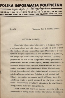 Polska Informacja Polityczna : agencja publicystyczna = Information Politique Polonaise : agence de presse. 1938, nr 2