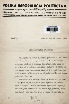 Polska Informacja Polityczna : agencja publicystyczna = Information Politique Polonaise : agence de presse. 1939, nr 1