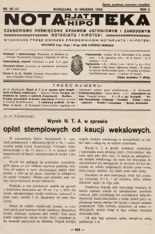 Notarjat-Hipoteka : czasopismo poświęcone sprawom ustrojowym i zawodowym notarjatu i hipoteki. 1932, nr 35