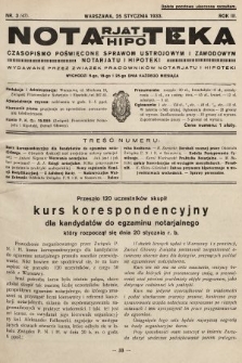 Notarjat-Hipoteka : czasopismo poświęcone sprawom ustrojowym i zawodowym notarjatu i hipoteki. 1933, nr 3