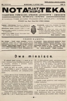Notarjat-Hipoteka : czasopismo poświęcone sprawom ustrojowym i zawodowym notarjatu i hipoteki. 1933, nr 4
