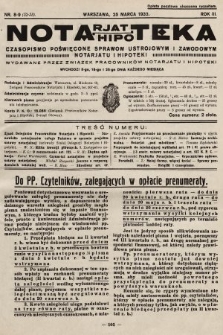 Notarjat-Hipoteka : czasopismo poświęcone sprawom ustrojowym i zawodowym notarjatu i hipoteki. 1933, nr 8-9