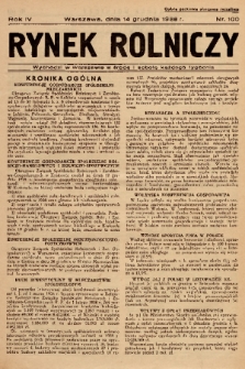 Rynek Rolniczy. 1938, nr 100