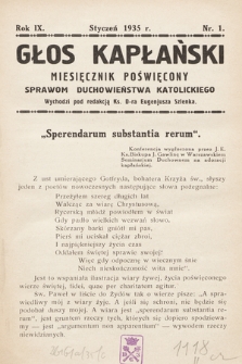 Głos Kapłański : miesięcznik poświęcony sprawom duchowieństwa katolickiego. 1935, nr 1