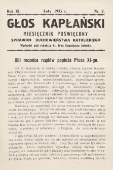 Głos Kapłański : miesięcznik poświęcony sprawom duchowieństwa katolickiego. 1935, nr 2