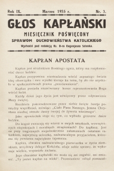 Głos Kapłański : miesięcznik poświęcony sprawom duchowieństwa katolickiego. 1935, nr 3