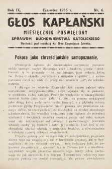 Głos Kapłański : miesięcznik poświęcony sprawom duchowieństwa katolickiego. 1935, nr 6