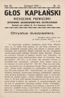 Głos Kapłański : miesięcznik poświęcony sprawom duchowieństwa katolickiego. 1935, nr 11