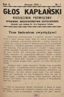 Głos Kapłański : miesięcznik poświęcony sprawom duchowieństwa katolickiego. 1936, nr 1